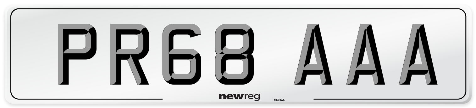 PR68 AAA Number Plate from New Reg